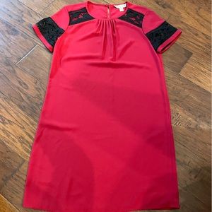 Michael Kors deep red dress with black lace accents size small